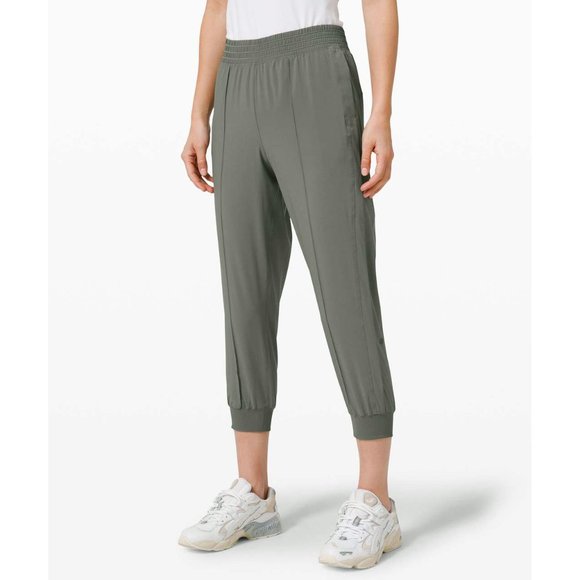 lululemon athletica Pants - Lululemon Wanderer Cropped Jogger Grey Sage Green Athleisure Travel BB10